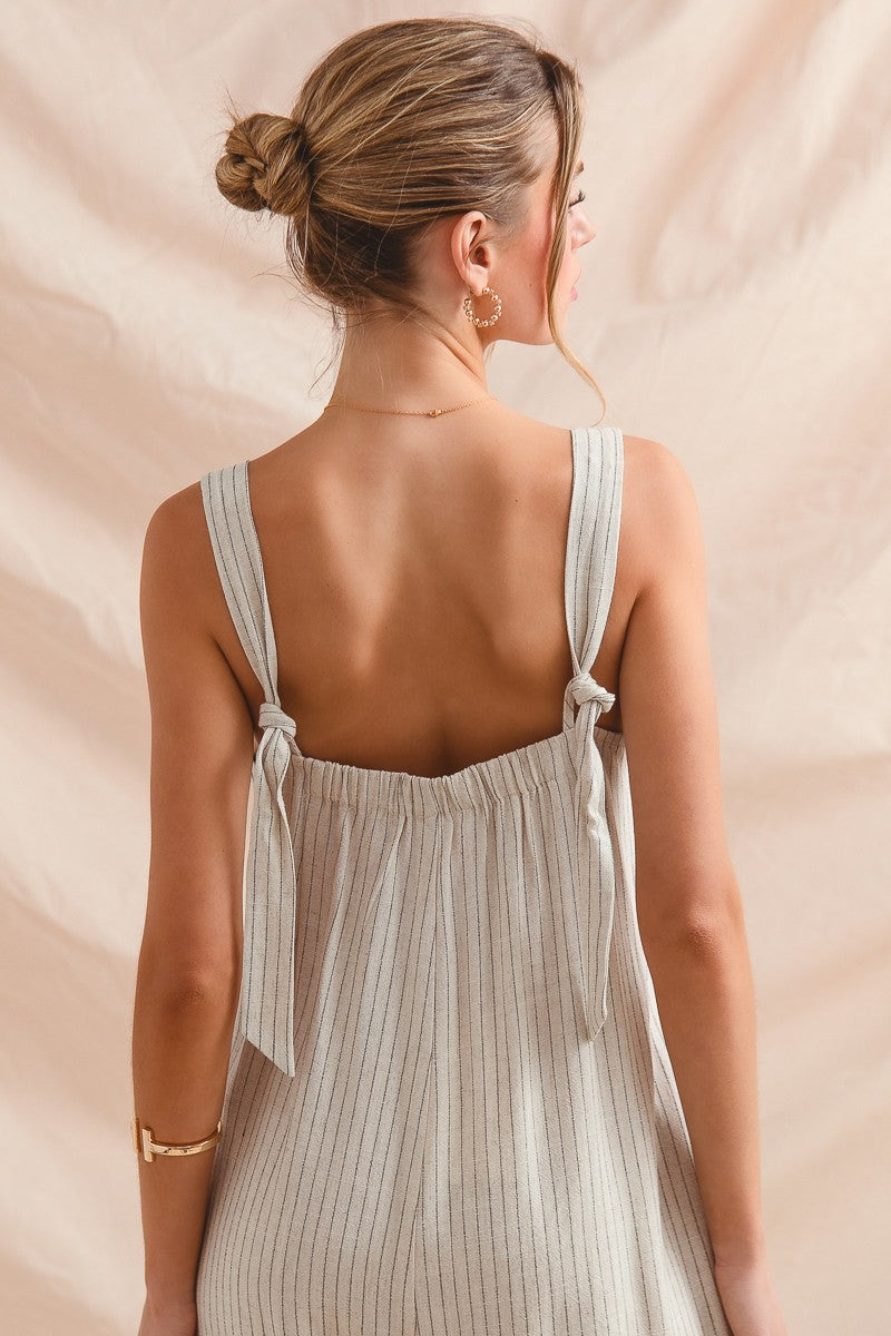 Striped Linen Blend Jumpsuit