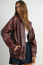 Load image into Gallery viewer, Wine Leather Jacket
