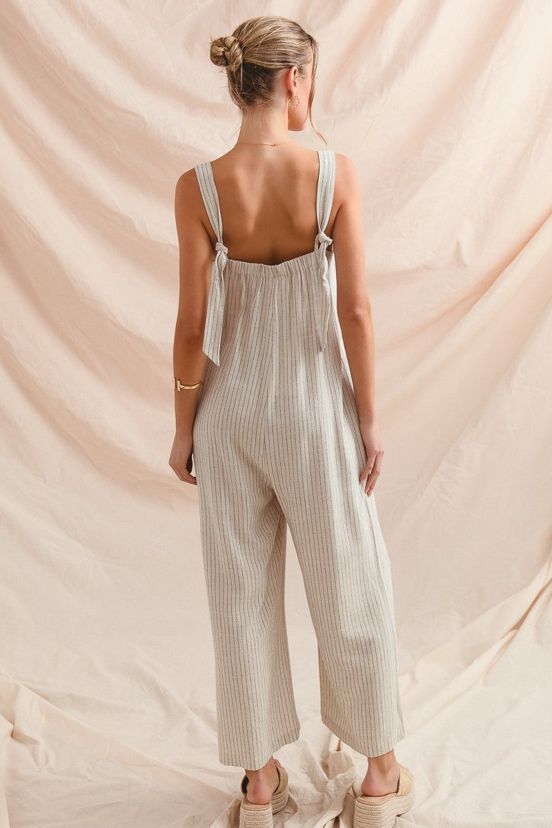 Striped Linen Blend Jumpsuit