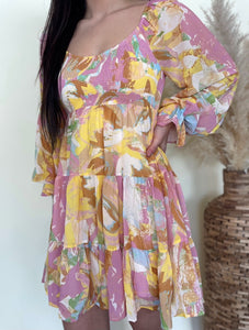 Pink/Yellow Ruffle Dress