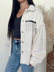 Oatmilk Fringe Jacket