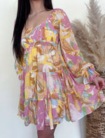 Load image into Gallery viewer, Pink/Yellow Ruffle Dress
