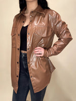 Load image into Gallery viewer, Faux Leather Button Down Jacket
