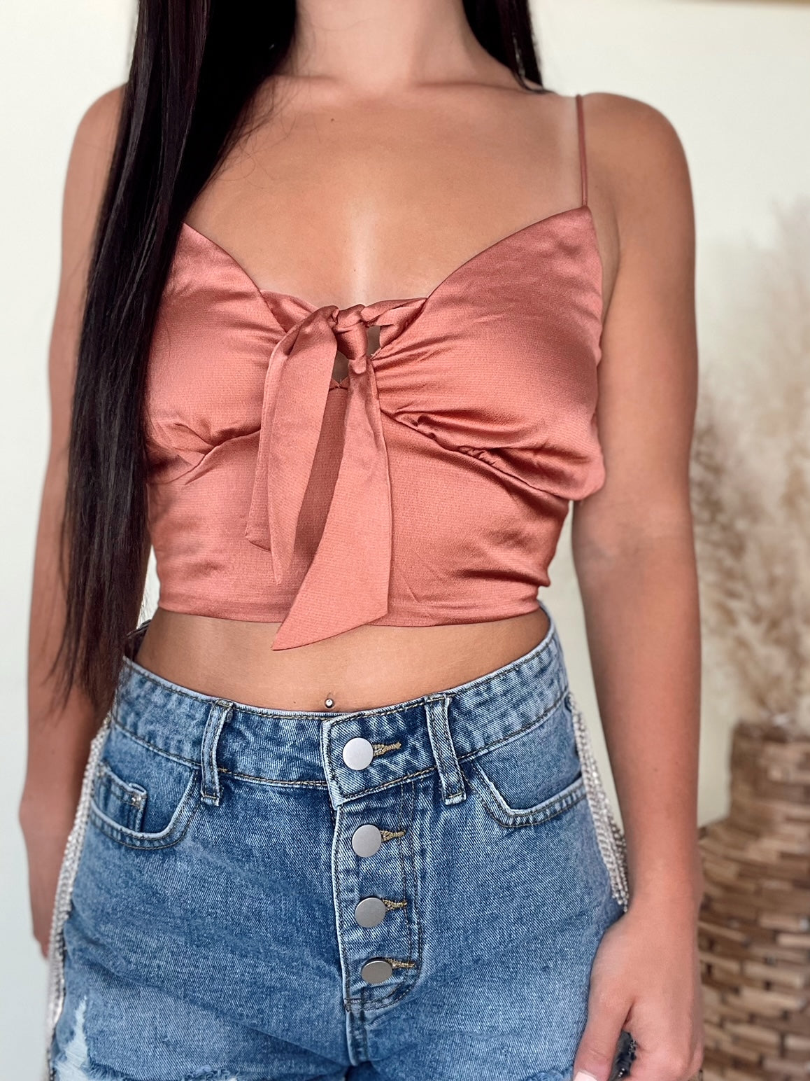 Terra Cotta Satin Top