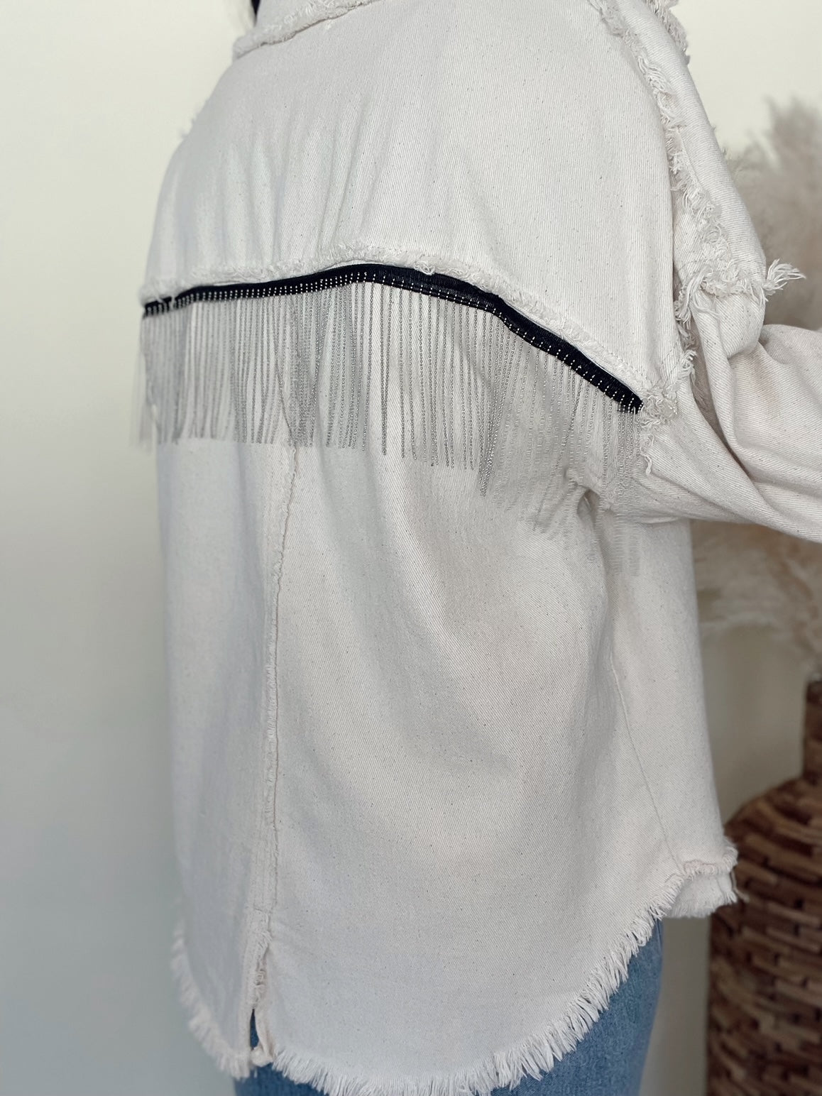 Oatmilk Fringe Jacket