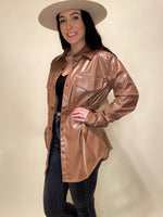 Load image into Gallery viewer, Faux Leather Button Down Jacket
