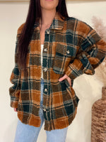 Load image into Gallery viewer, Teddybear Plaid Jacket- Camel
