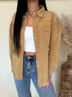 Load image into Gallery viewer, Sugar Almond Distressed Twill Jacket
