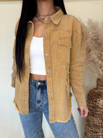 Load image into Gallery viewer, Sugar Almond Distressed Twill Jacket
